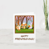 Happy Friendsgiving Turkey with Chipmunk, Rabbit Karte (Vorderseite)