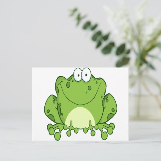 Happy Frog Cartoon Character Postkarte (Stehend Vorderseite)