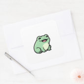 Happy Frog – Cute Kawaii Animal Illustration Quadratischer Aufkleber (Umschlag)