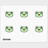 Happy Frog – Cute Kawaii Illustration Quadratischer Aufkleber (Blatt)