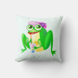 Happy Frog Funny Pillow - Custom Colors or Text Kissen