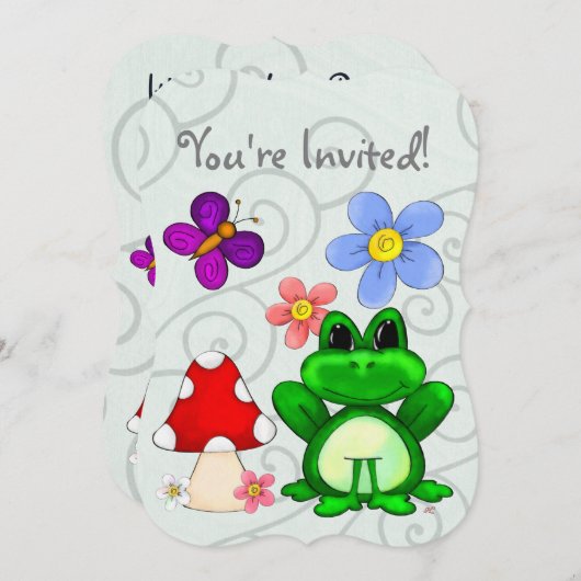 Happy Frog im Frühjahr Einladung (Vorne/Hinten)
