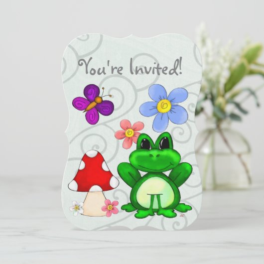 Happy Frog im Frühjahr Einladung (Stehend Vorderseite)