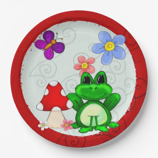 Happy Frog im Frühjahr Pappteller (Vorderseite)