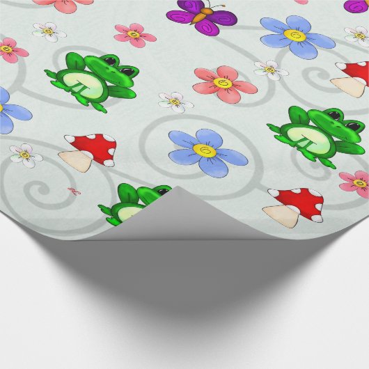 Happy Frog in Spring PATTERN Geschenkpapier (Ecke)