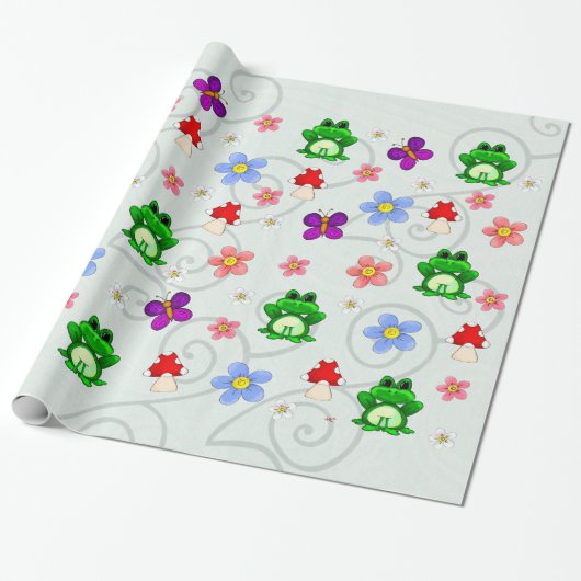 Happy Frog in Spring PATTERN Geschenkpapier (Ungerollt)