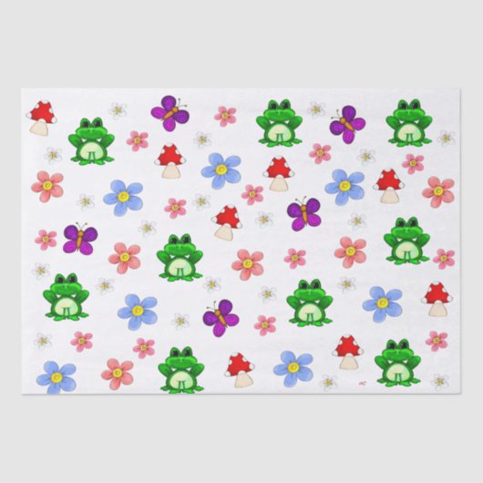 Happy Frog in Spring PATTERN Seidenpapier (Vorderseite)