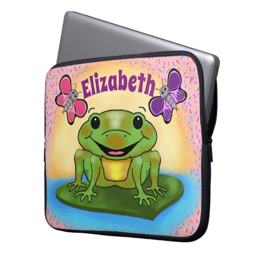 Happy Frog Laptop Case (Vorderseite Links)