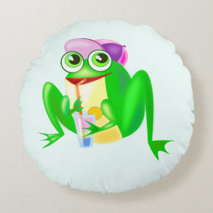 Happy Frog Round Pillow Rundes Kissen