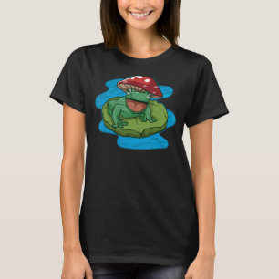 Happy Frog sitzend auf einer Wasserlilienwand mit T-Shirt