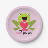 Happy Frog und Heart Valentine Pappteller (Vorderseite)