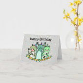 Happy Frogs Partying Niedlicher lustiger Frosch Ge Karte (Gelbe Blume)