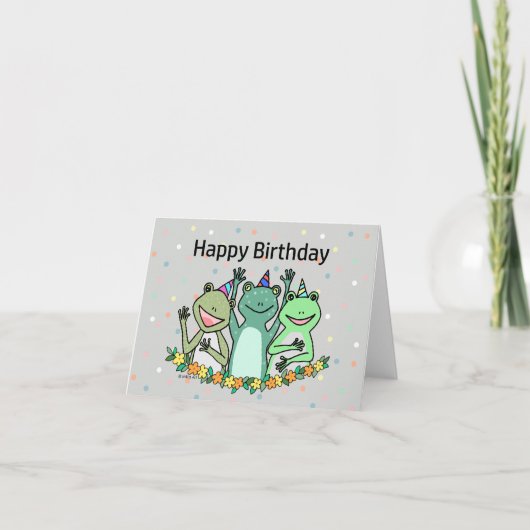 Happy Frogs Partying Niedlicher lustiger Frosch Ge Karte (Vorderseite)