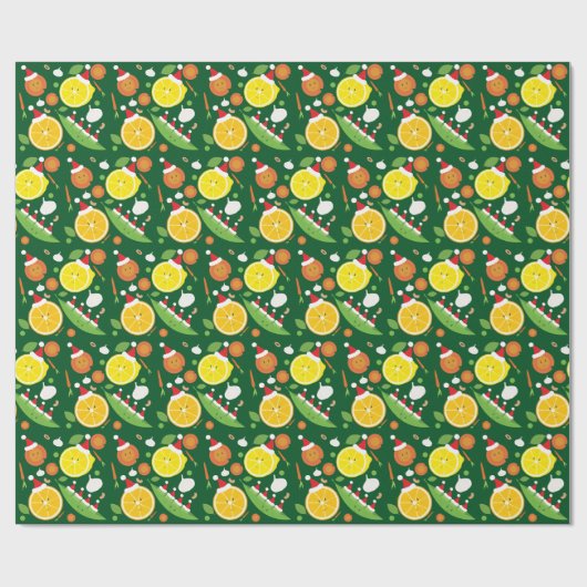 Happy Frucht Gemüse Weihnachtsmannmütze Pattern Kü Geschenkpapier (Flach)