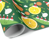 Happy Frucht Gemüse Weihnachtsmannmütze Pattern Kü Geschenkpapier (Rolleneckpunkt)