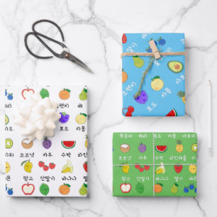 Happy Fruit Party (Koreanisch) Geschenkwrap Geschenkpapier Set
