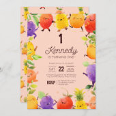 Happy Fruit zum Geburtstag Einladung (Vorne/Hinten)