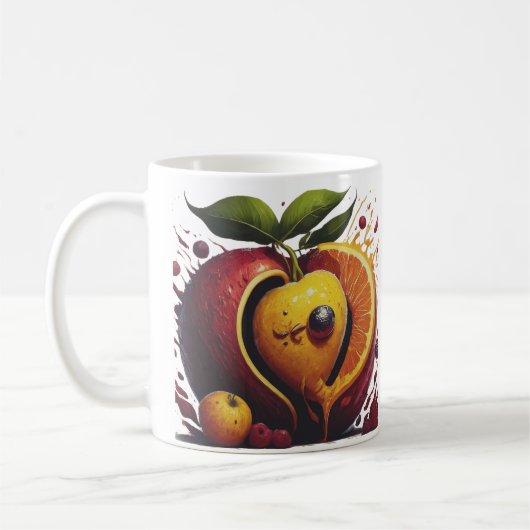 Happy Fruits Liebe Heart - Einzigartiger Mode-Stil Kaffeetasse (Links)