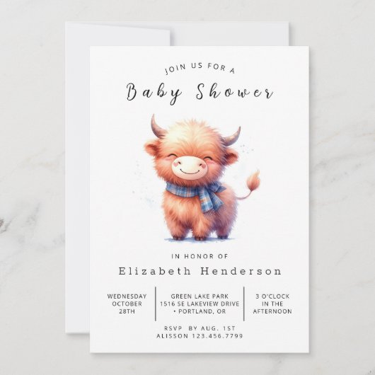 Happy Fun Simple Cow Baby Dusche Einladung (Vorderseite)