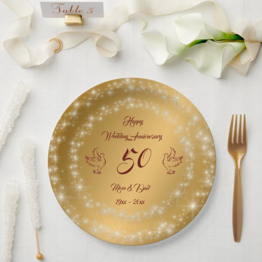 Happy Funkelnd Customize Gold 50 Jahre alt Pappteller (Hochzeit)