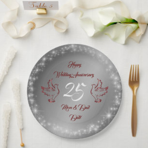 Happy Funkelnd Customize Silver 25 Jahre alt Pappteller