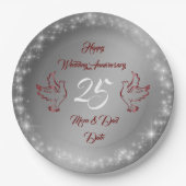 Happy Funkelnd Customize Silver 25 Jahre alt Pappteller (Vorderseite)