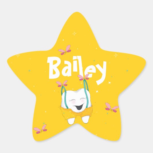 Happy Funkelnd Magical Niedlich Flying Tooth gelb Stern-Aufkleber (Vorderseite)