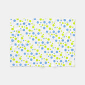 Happy Funky Yellow Blue Bubbles Fleecedecke (Vorderseite (Horizontal))