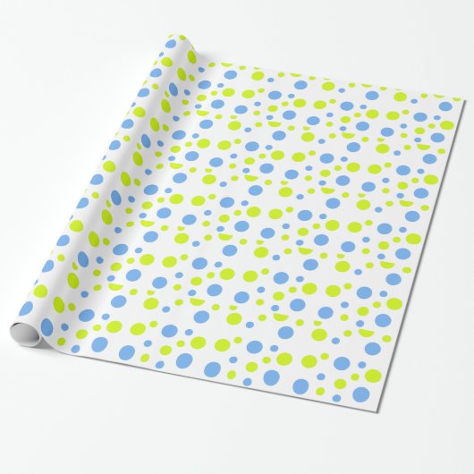 Happy Funky Yellow Blue Bubbles Geschenkpapier (Ungerollt)
