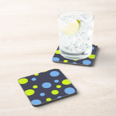 Happy Funky Yellow Blue Bubbles Getränkeuntersetzer (Rechte Seite)