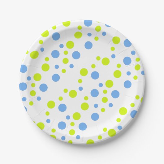Happy Funky Yellow Blue Bubbles Pappteller (Vorderseite)