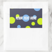 Happy Funky Yellow Blue Bubbles Rechteckiger Aufkleber (Tasche)