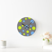 Happy Funky Yellow Blue Bubbles Runde Wanduhr (Zuhause)