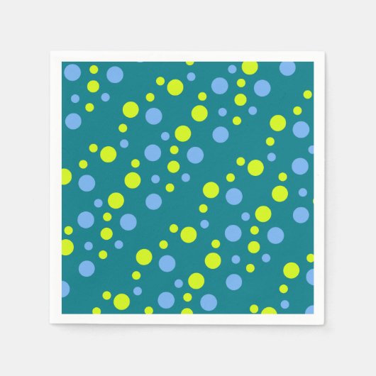 Happy Funky Yellow Blue Bubbles Serviette (Vorderseite)