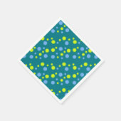 Happy Funky Yellow Blue Bubbles Serviette (Ecke)