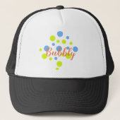 Happy Funky Yellow Blue Bubbles Truckerkappe (Vorderseite)
