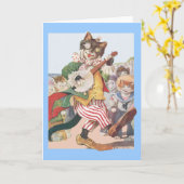 Happy Funny Cat Folk Geburtstagskarte Karte (Gelbe Blume)