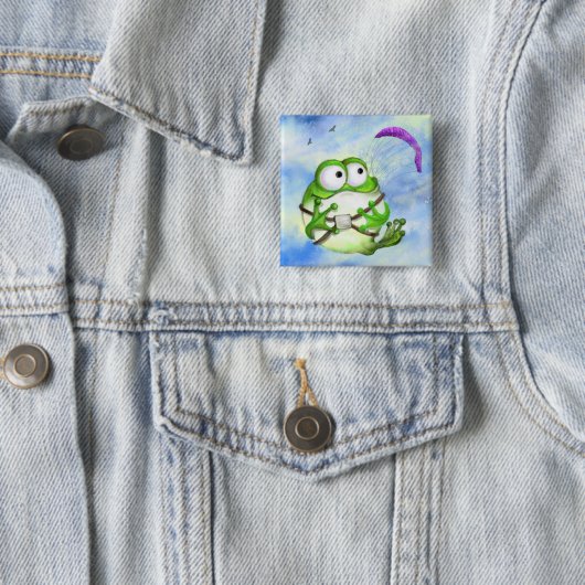 Happy Funny Frog Paraglider Button (Beispiel)