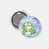 Happy Funny Frog Paraglider Magnet (Vorderseite/Rückseite)