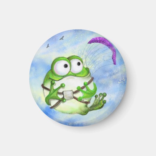 Happy Funny Frog Paraglider Magnet (Vorne)