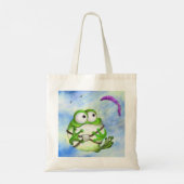 Happy Funny Frog Paraglider Tote Tag Tragetasche (Rückseite)