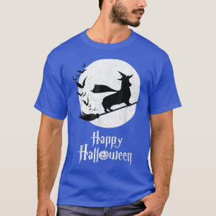 Happy Funny Halloween Kostüm Hexe Corgi Hund Liebe T-Shirt