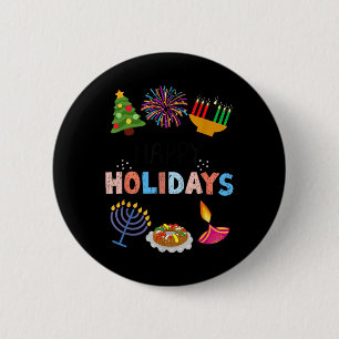 Happy Funny Holidays Diwali Kwanzaa Hanukkah Chris Button
