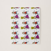 Happy Funny Kids Couple Zeichnend Doodle Cartoon Puzzle (Vertikal)