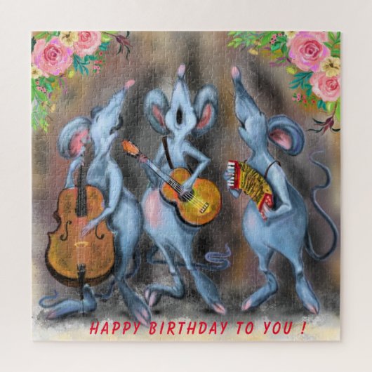 Happy Funny Mouse Band Puzzle Ihren Text / Namen (Vertikal)