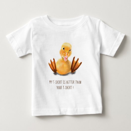 Happy Funny Yellow Duck Playful Wink - Hinzufügen  Baby T-shirt (Vorderseite)