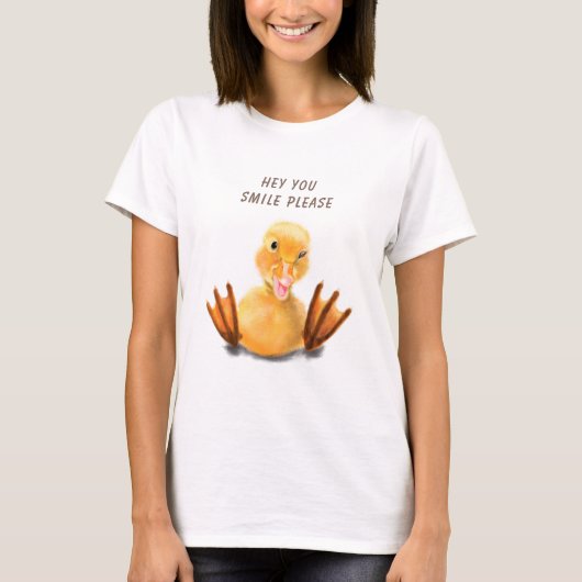 Happy Funny Yellow Duck Playful Wink - Ihr Text T-Shirt (Vorderseite)