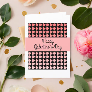 Happy Galentine Day Pink Black Heart Pattern Feiertagskarte