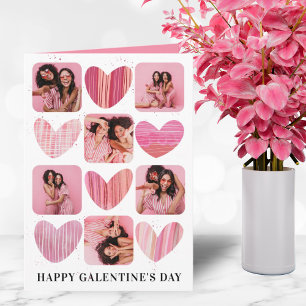 Happy Galentine Pink Hearts & Foto Karte