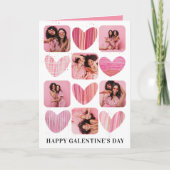 Happy Galentine Pink Hearts & Foto Karte (Vorderseite)